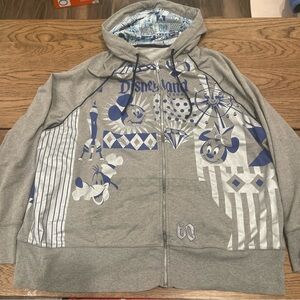 Disney Gray and Blue Hoodie with Character Design Size 3X